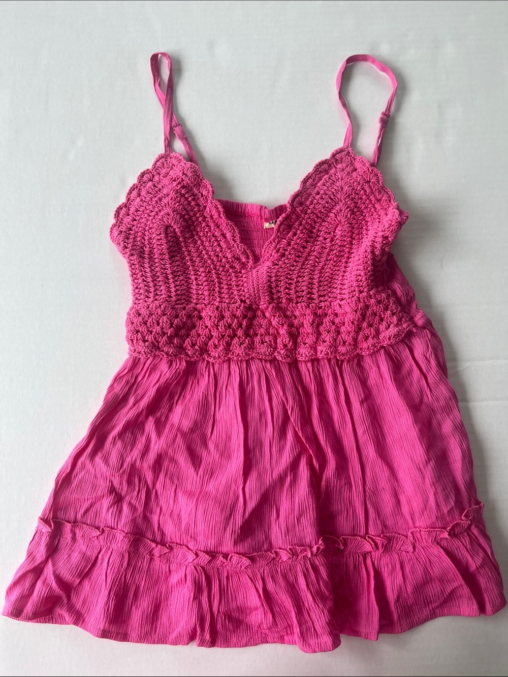 Blush Bright Pink Crochet Bust Top